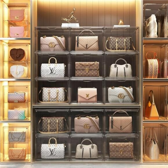 Clear Purse Organizer Acrylic Stackable Display Box for Handbags Wallets Bags - Picture 5 of 7